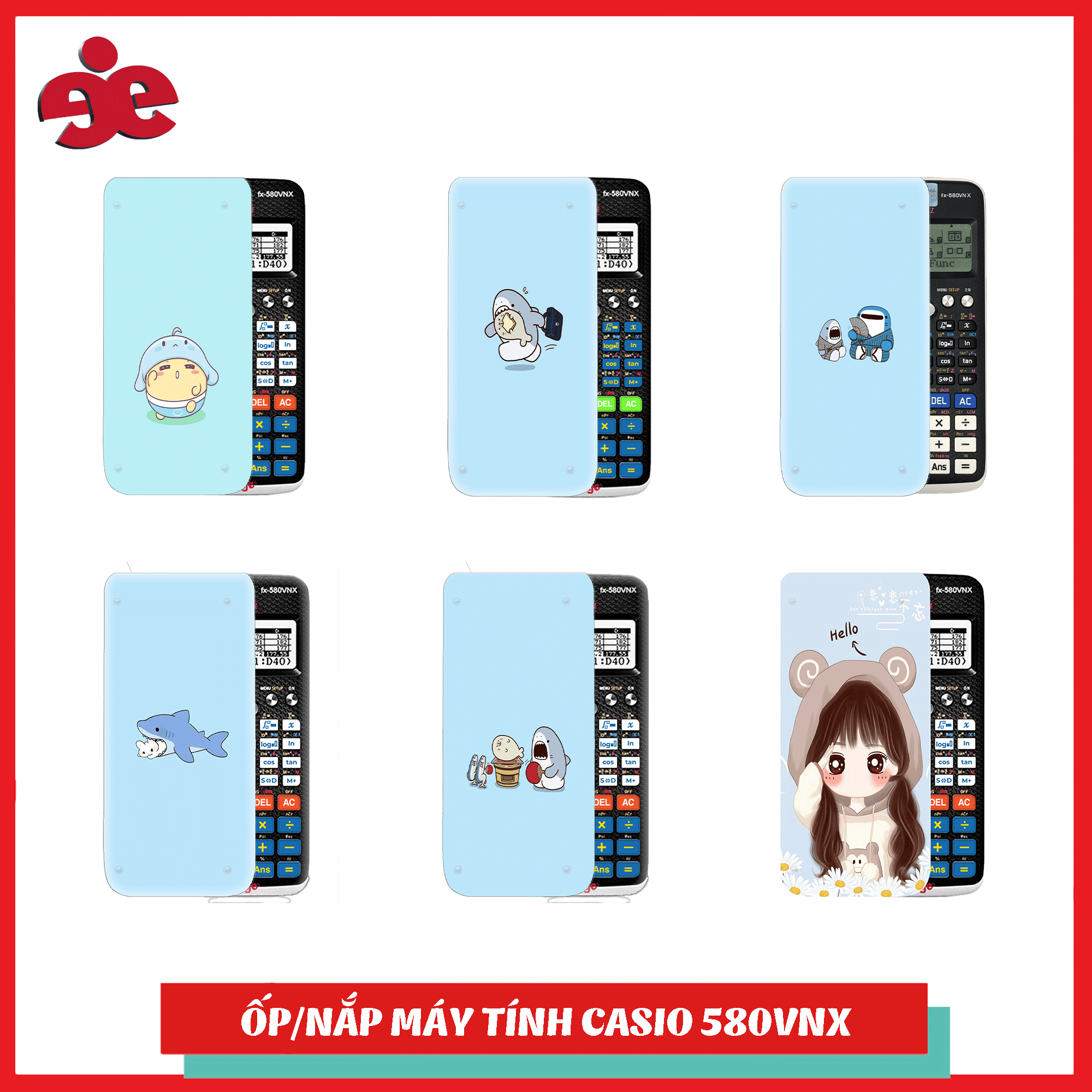 Ốp/nắp máy tính Casio 580 - Nhận in theo yêu cầu - Các bạn gửi hình cho shop qua phần chát nhé!