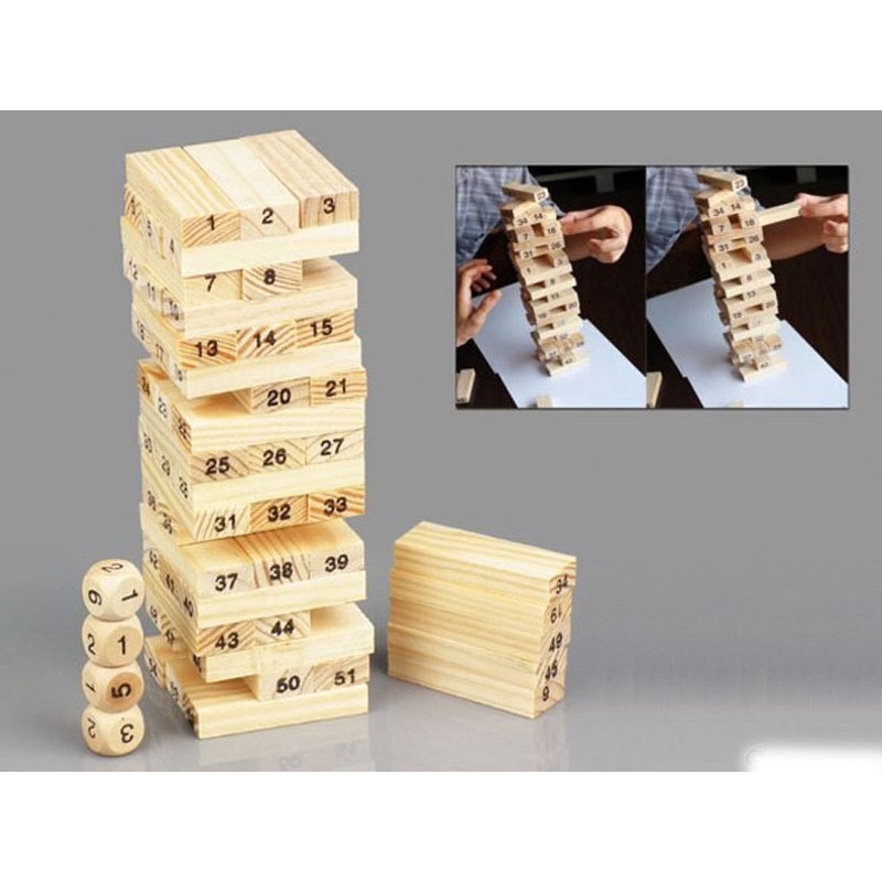 Bộ đồ chơi rút gỗ 54 thanh loại 5cm