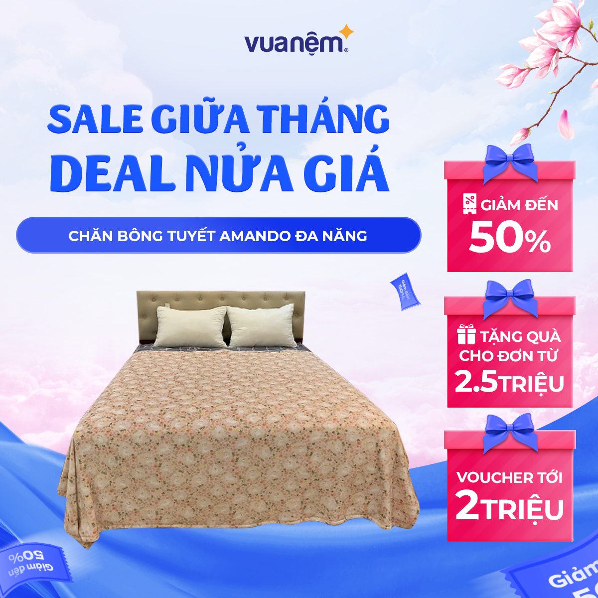 Chăn Bông Tuyết Amando Đa Năng Tiện Lợi Vải Microfiber Tơ Tằm Mềm Mại