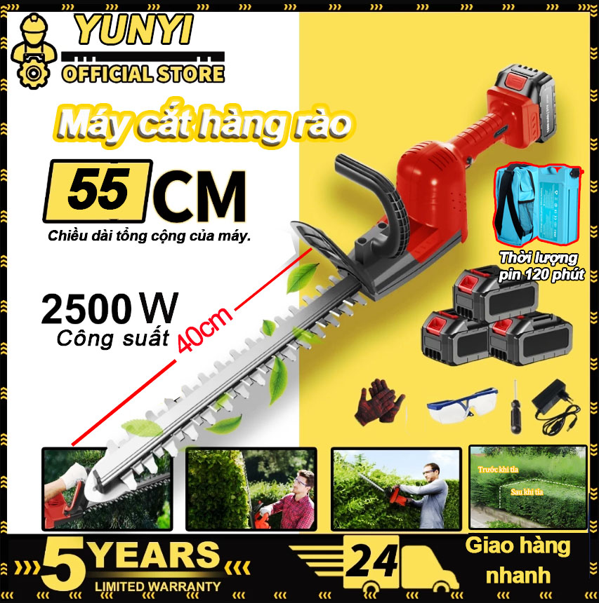 Máy cắt tỉa hàng rào cây cảnh dùng pin ken 199V Động cơ lõi đồng 100% máy tỉa cây cảnh dùng pin  1800W chân pin phổ thông 40cm