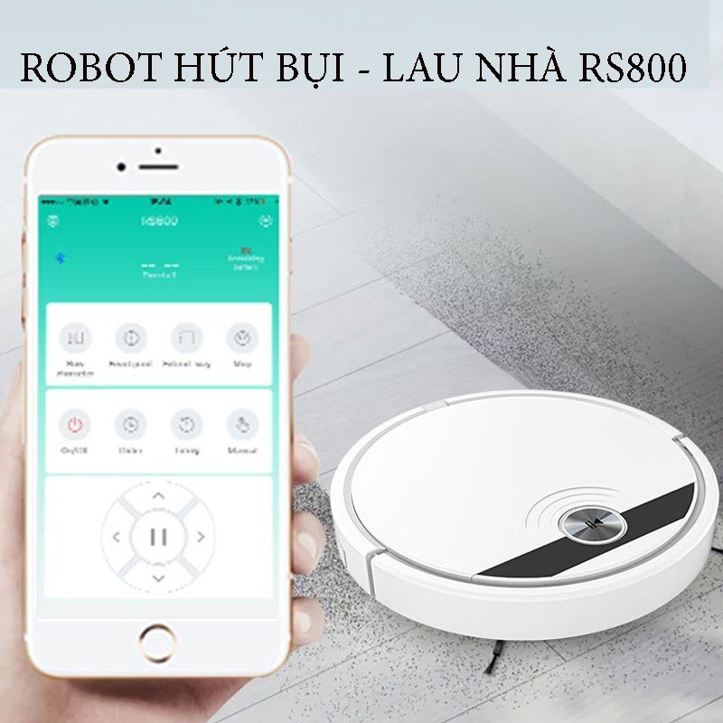 Robot hút bụi lau nhà tự động rs800 cao cấp, máy robot hút bụi thông minh điều khiển quan app - lực hút mạnh