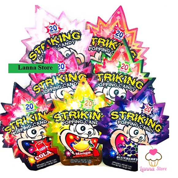 Kẹo Nổ Popping Striking Vị Việt Quất 30g gồm 20 gói nhỏ