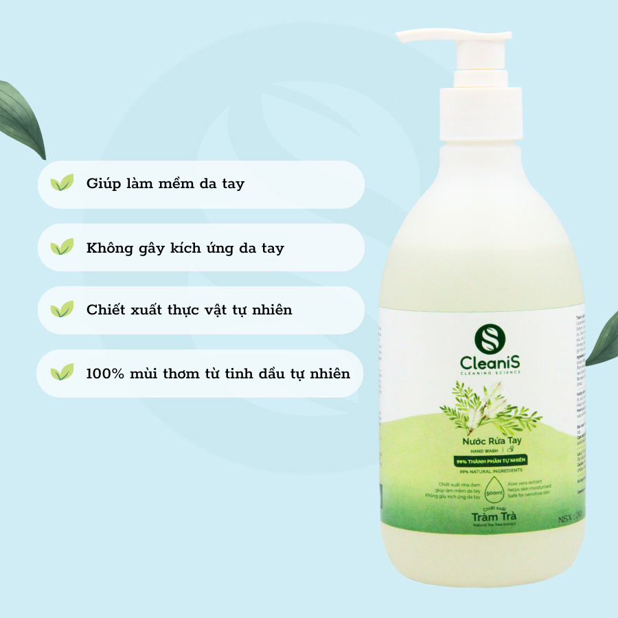 Nước rửa tay diệt khuẩn tinh dầu tràm trà CleaniS