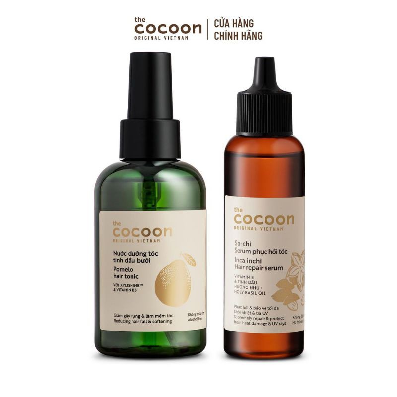 Combo Dưỡng Tóc Cocoon: xịt dưỡng tóc bưởi + serum sachi