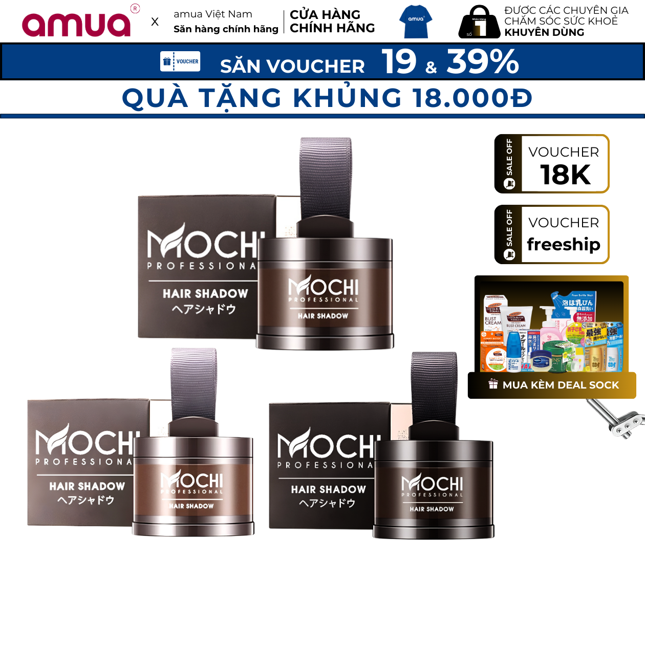 Phấn Che Hói Phấn Phủ Bạc Mochi Nhật Bản - Che Khuyết Điểm Tóc Bạc, Tóc Thưa