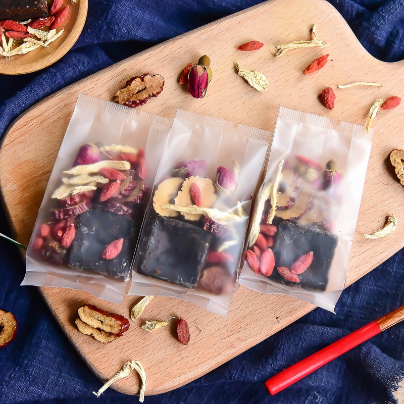 10 gói trà đường nâu mix gừng táo đỏ kỷ tử hoa hồng