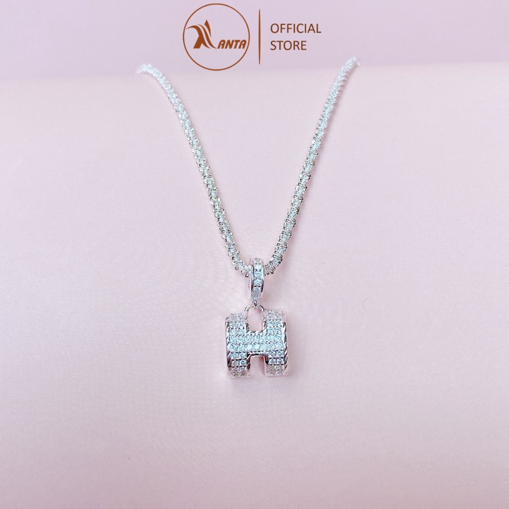 Dây chuyền bạc ý 925 mặt chữ h cao cấp đính đá pha lê sang trọng anta jewlery - atj5502-d