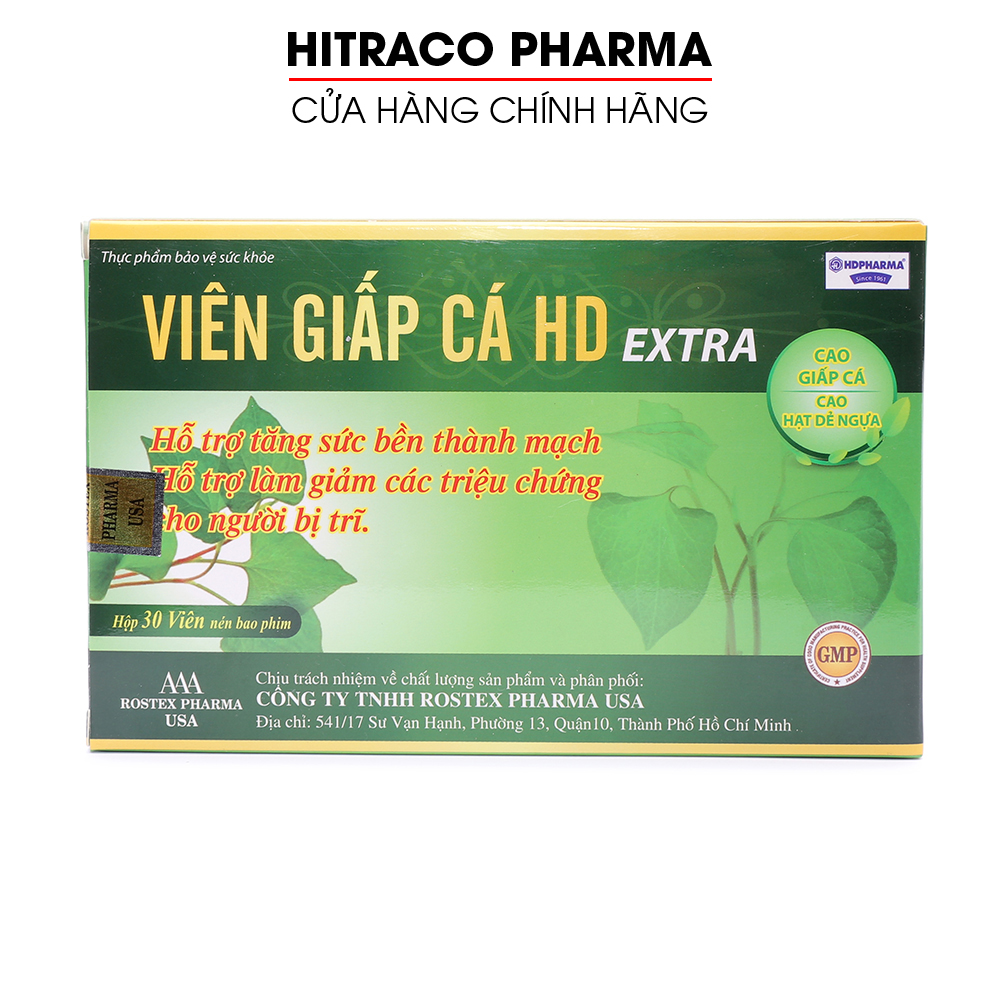 Viên Giấp Cá HD thảo dược giúp nhuận tràng, Giảm Táo bón, Tiêu Trĩ, ngăn ngừa trĩ tái phát - Hộp 30 viên