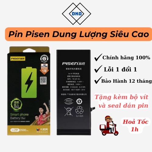 Pin Pisen dung lượng siêu cao cho ip 5se/6/6s/6splus/6plus/7/7plus/8/8plus/x/xs/xsmax/11