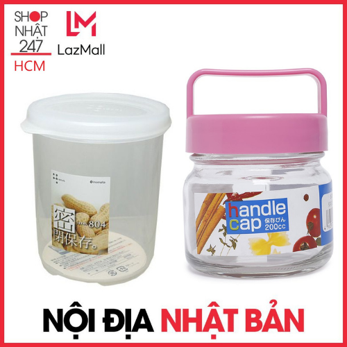 [GIAO HÀNG 2H tại SG-HN] Combo hộp nhựa đựng thực phẩm dáng cao và Lọ Thủy Tinh Đựng Đồ Tiện Dụng Có Quai Xách NỘI ĐỊA NHẬT BẢN
