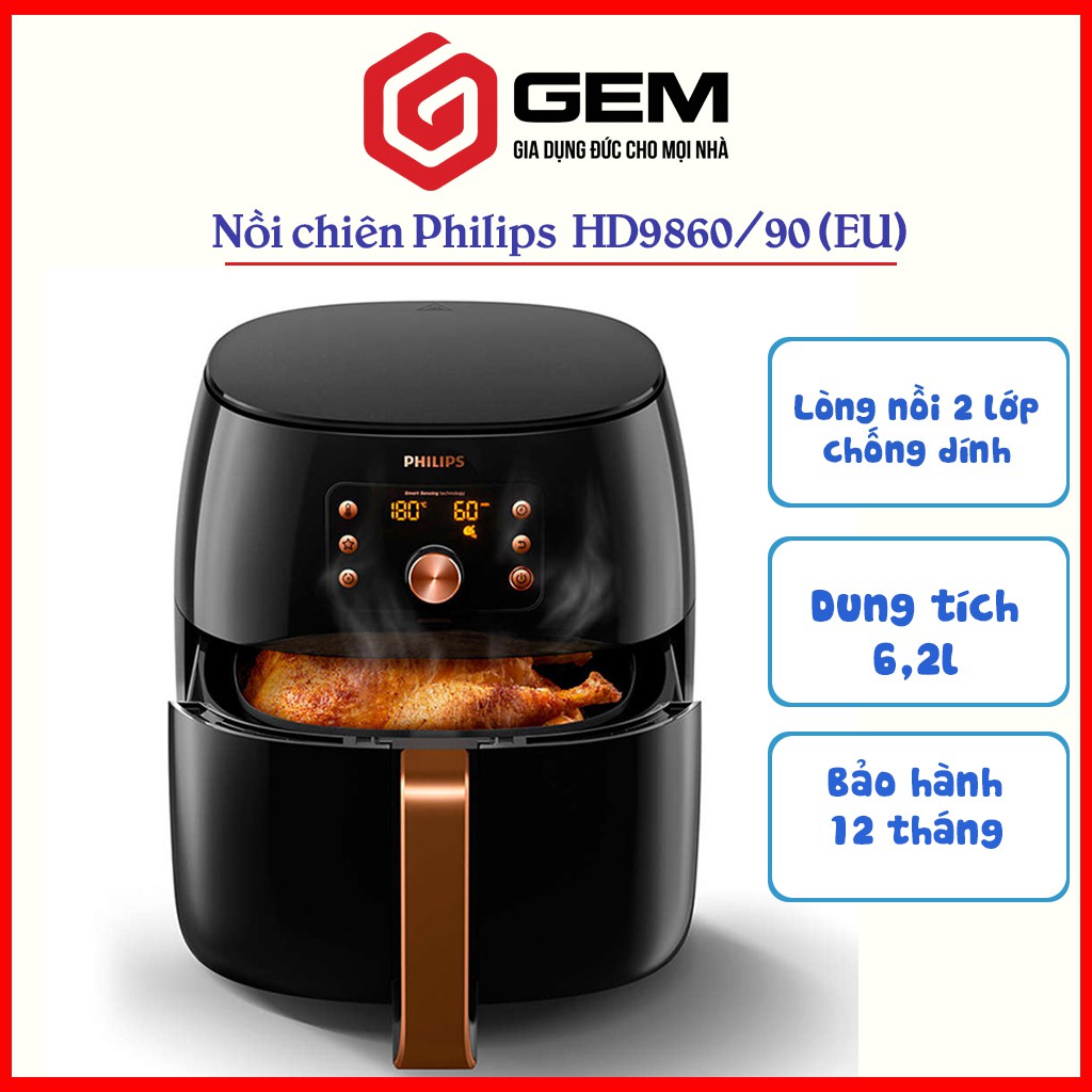 Nồi chiên không dầu philips hd9860/90 công suất 2200w nồi chiên 9860 size xxl 7,2lit