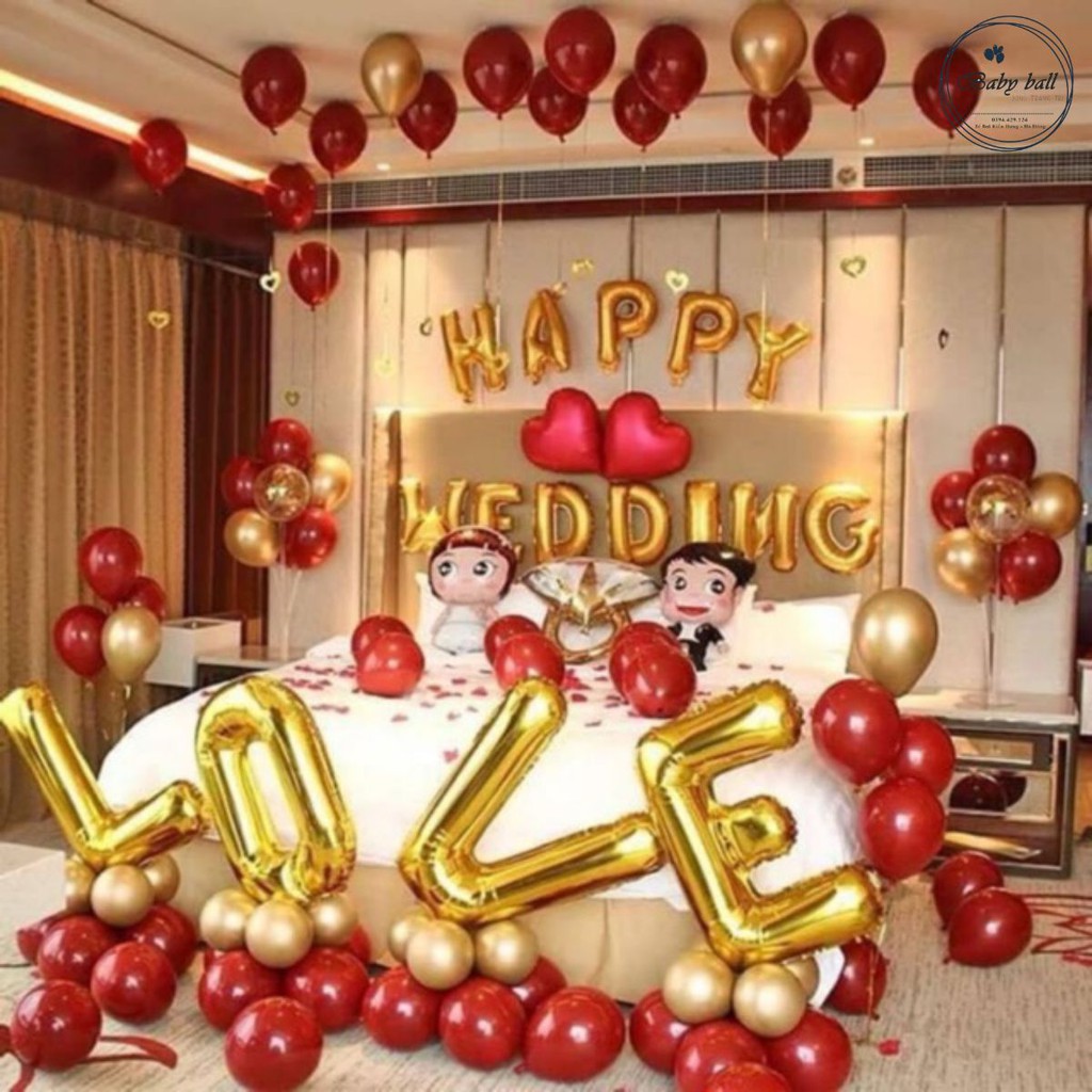 Sét bóng happy wedding trang trí phòng cưới hot