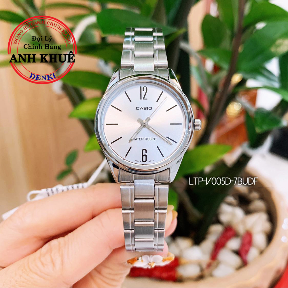 Đồng hồ nữ casio ltp-v005d-7budf dây đeo kim loại - mặt màu trắng sang trọng
