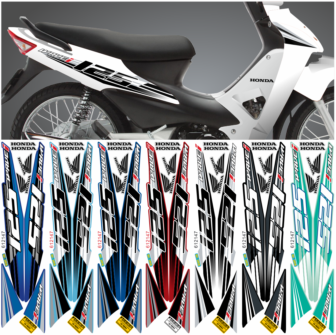 Tem rời wave alpha 100cc & 50cc mẫu chữ 125i - tem 3 lớp chống phai màu 612147