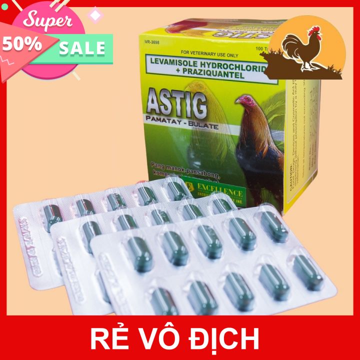 ASTIG Cho Gà Đá 100 VIÊN Giúp Xổ 99% Các Loại Giun, Sán và Không Gây Sốc, Khô Gà