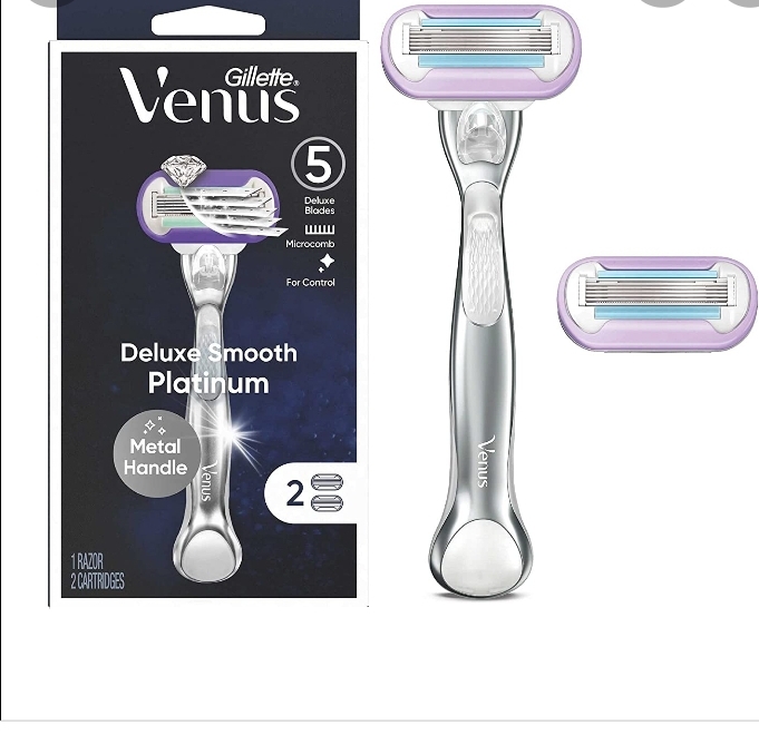 Bộ dao cạo nữ và 2 đầu dao  Gillette Venus platinum deluxe Smooth Women's Razor