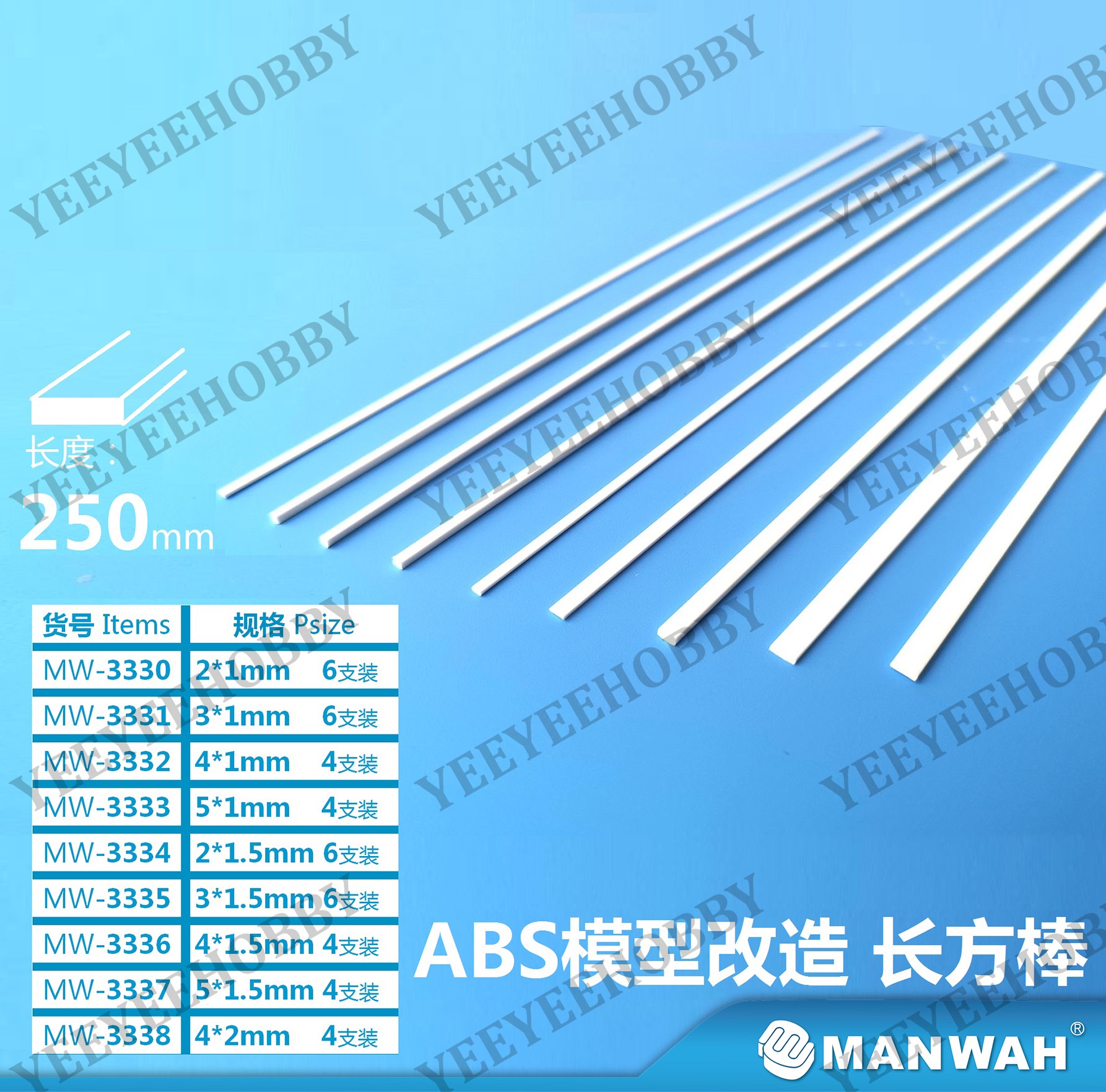Phụ kiện mod manwah - thanh nhựa abs chữ nhật
