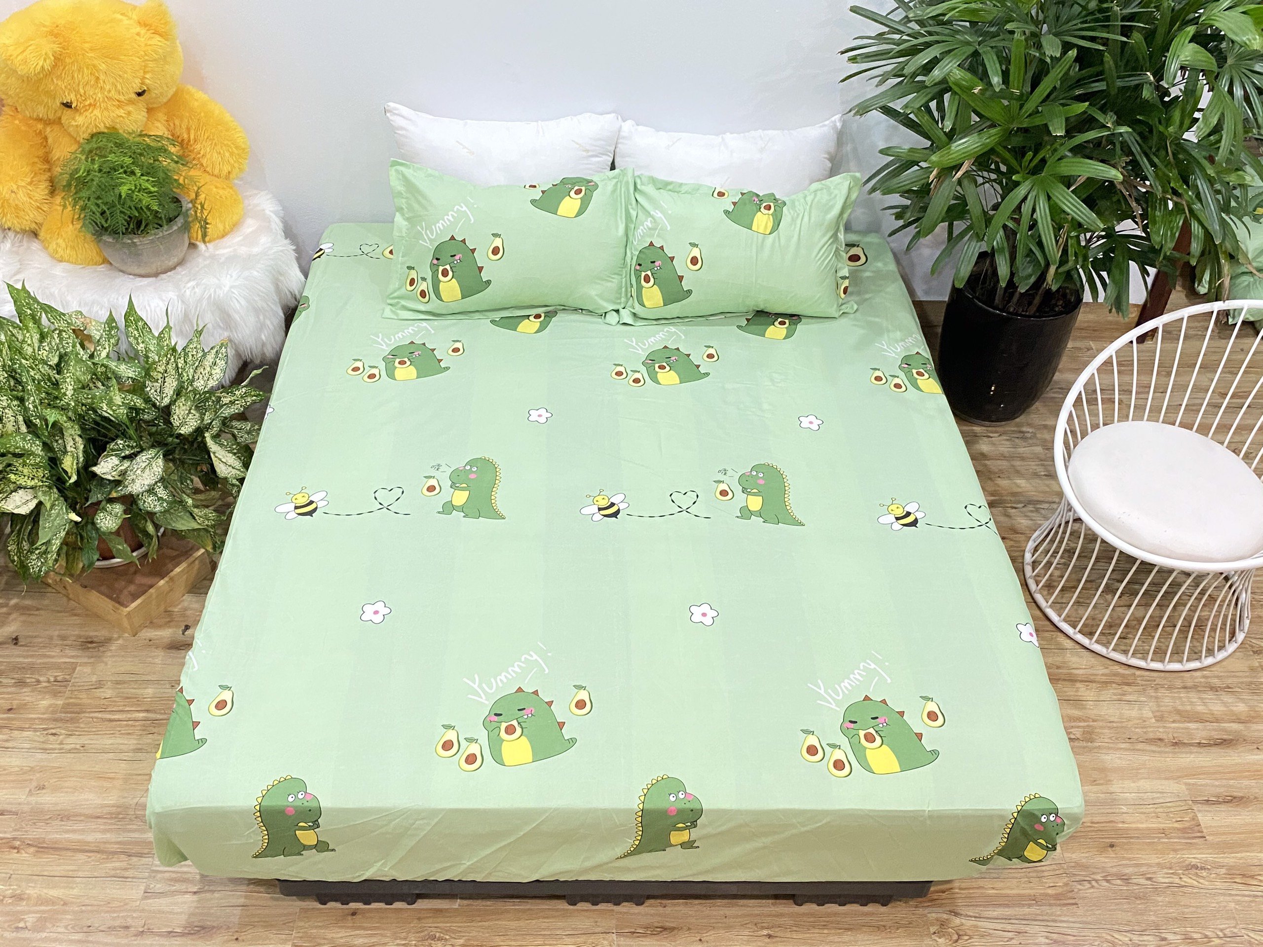 H40 -- bộ chăn hè 5 món khủng long xanh siêu cute