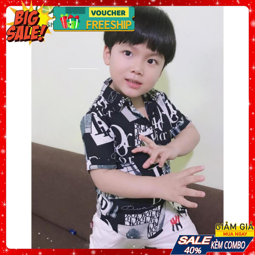 Áo sơ mi cộc tay chất lụa hàn cho bé từ 15-28kg, sơ mi cho bé, quần áo trẻ em