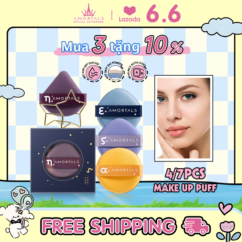 Set 4 mút trang điểm AMORTALS mềm mại tiện dụng sử dụng ướt và khô mút trang điểm mút tán kem nền