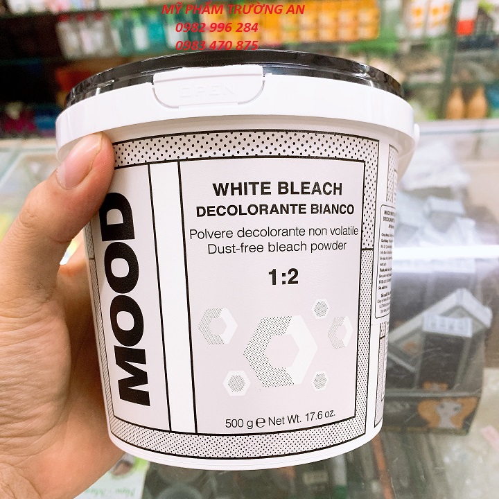 Bột tẩy tóc cao cấp mood white bleach powder chuyên dụng cho salon 480g chính hãng