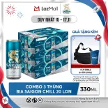 Nồng độ cồn 4.6% - Combo 3 Thùng 20 lon Bia Sài Gòn Chill 330ml