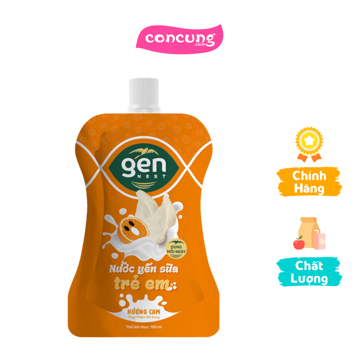 Nước yến sữa trẻ em GENNEST Hương Cam 105ml