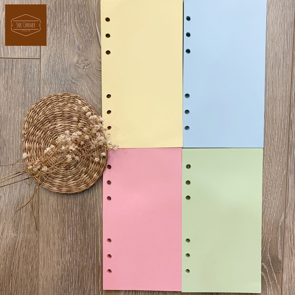 Giấy refill màu trơn A6 cho sổ còng 6 lỗ 40 tờ