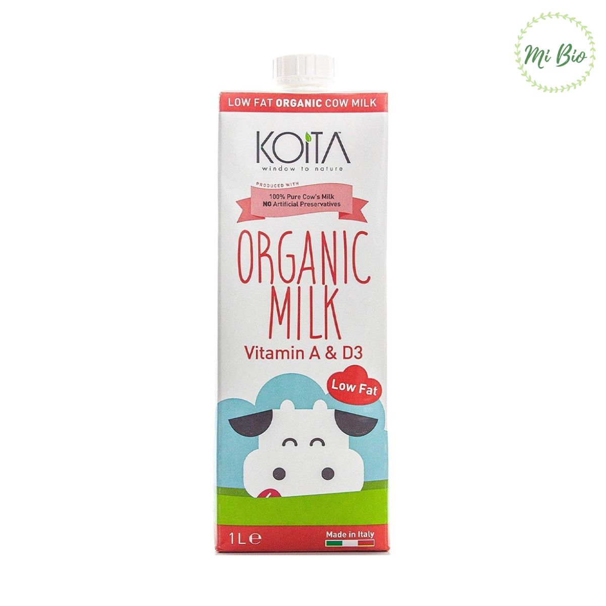 Sữa bò hữu cơ ít béo 200ml và 1 lít Koita