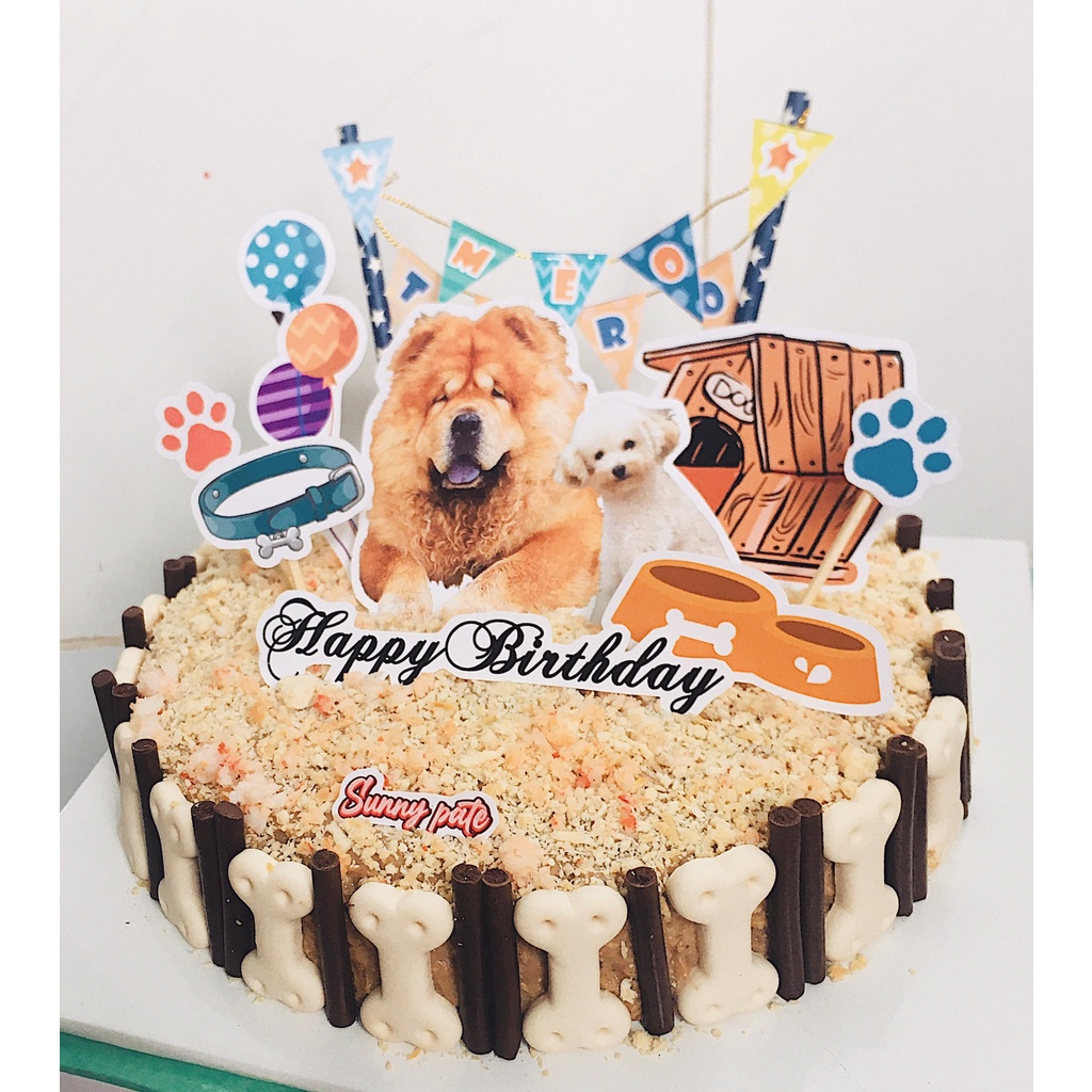 Bánh kem hình con chó đáng yêu dành tặng sinh nhật thôi nôi bé gái