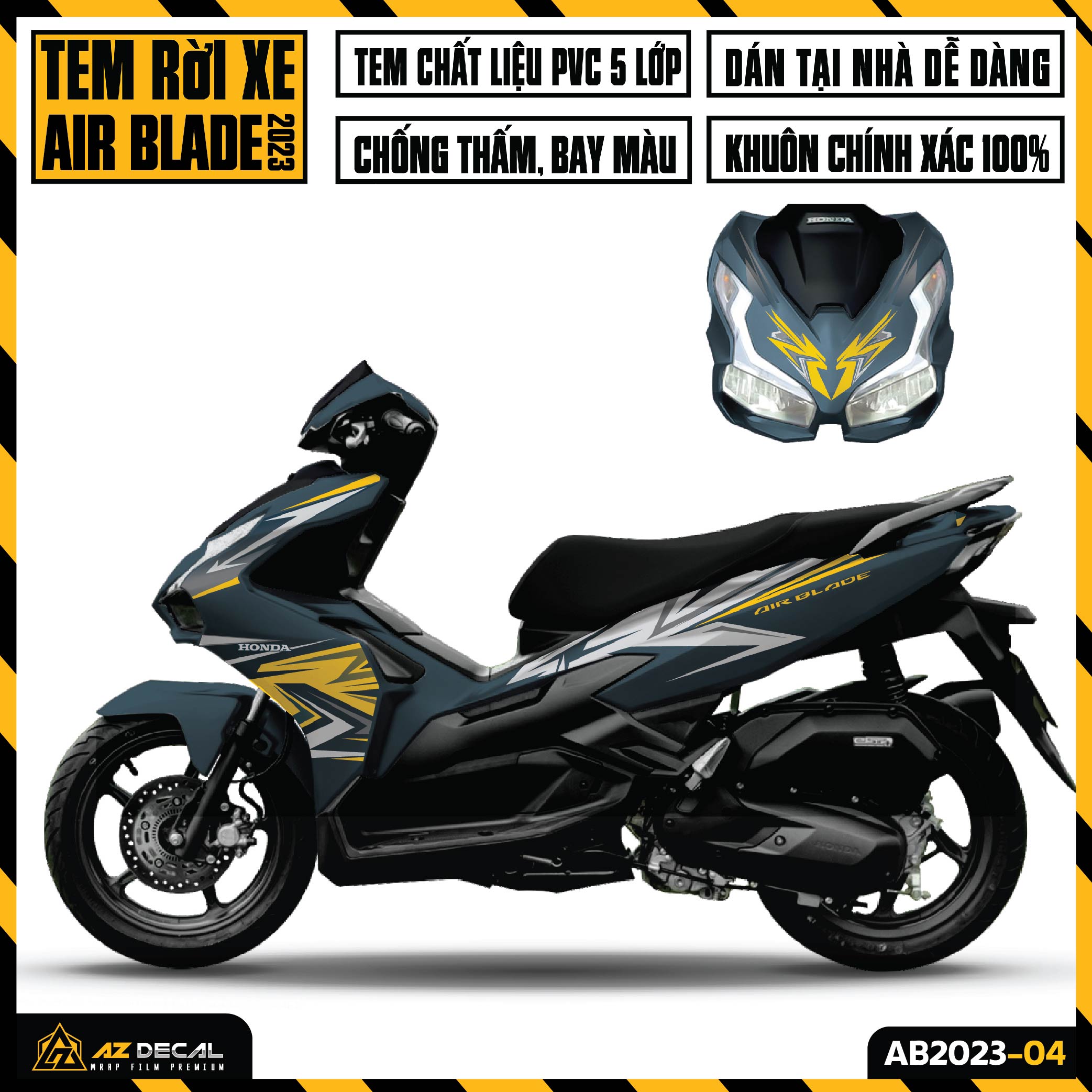 Tem AirBlade 2023 Cách Điệu | AB2023-04 | Team Decal Dán Xe Máy AB Air Blade 125 160 Chống Nước Bền 