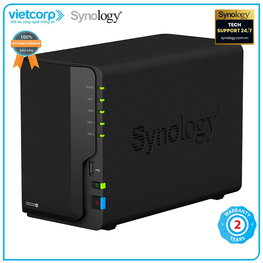 Thiết bị lưu trữ mạng NAS Synology DS220+ - Hàng Chính Hãng