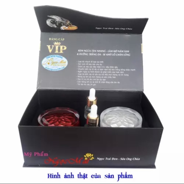 Bộ mỹ phẩm Kem ngừa nám, Tàn nhang và Kem dưỡng trắng da Ngọc Trai Đen - Sữa Ong Chúa VIP NHẬT VIỆT COSMETICS