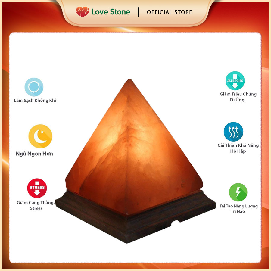 Đèn Đá Muối Chế Tác Himalaya Love Stone - Hình Kim Tự Tháp