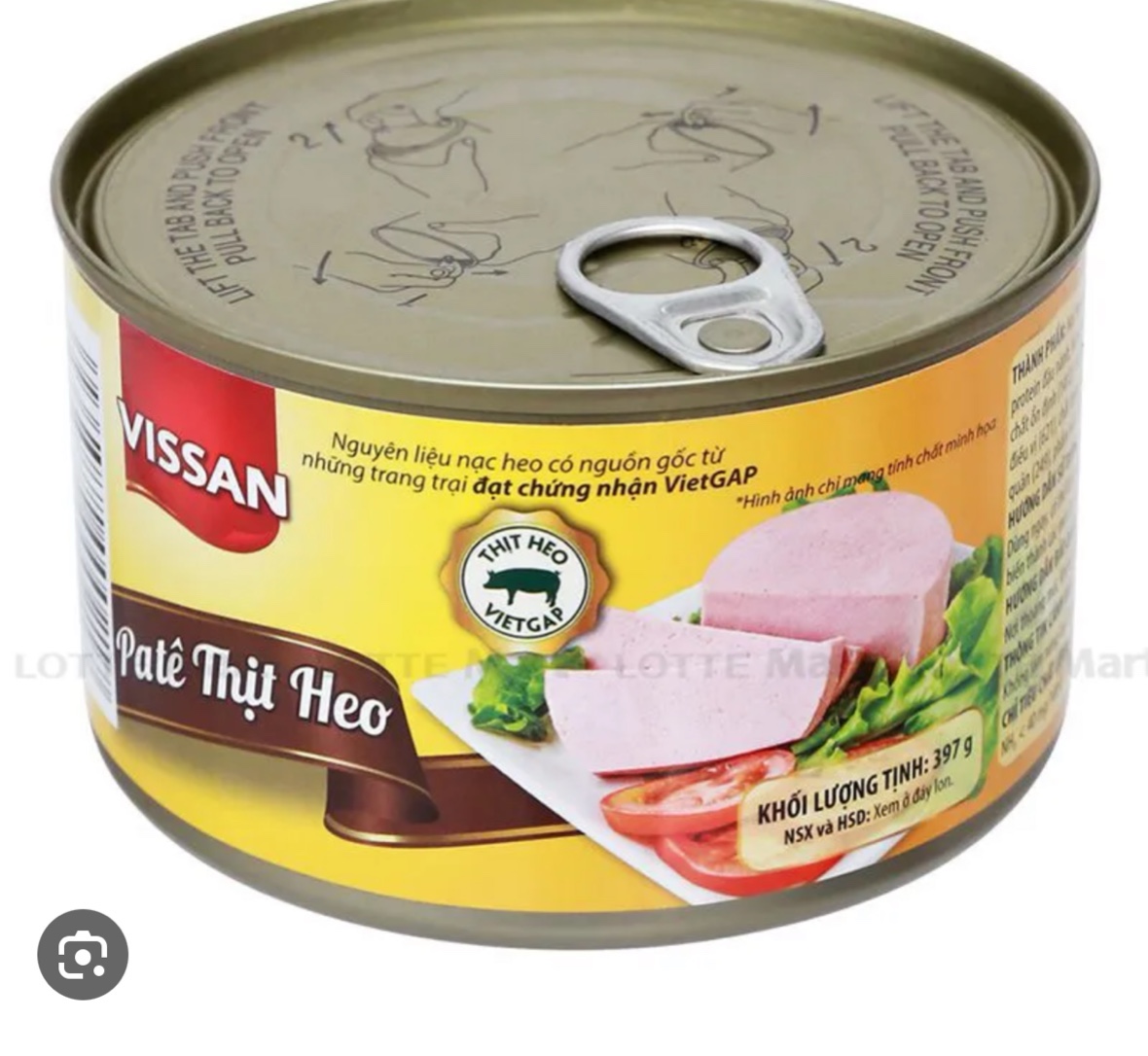 Pate thịt heo vissan hộp 397g date 2027