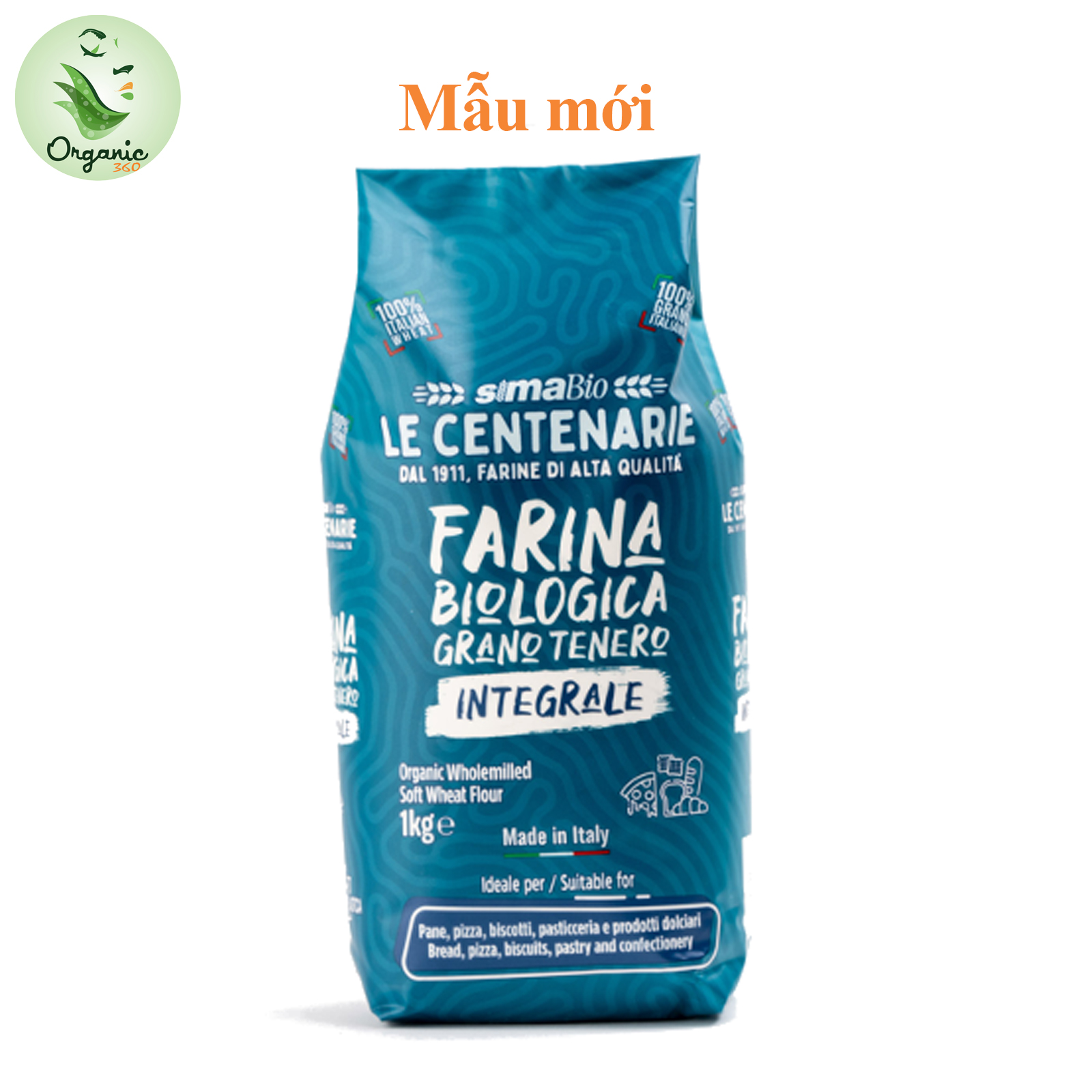 Bột mì nguyên cám hữu cơ Le Centenarie Sima Bio 1kg Organic Soft WholeMeal Wheat Flour