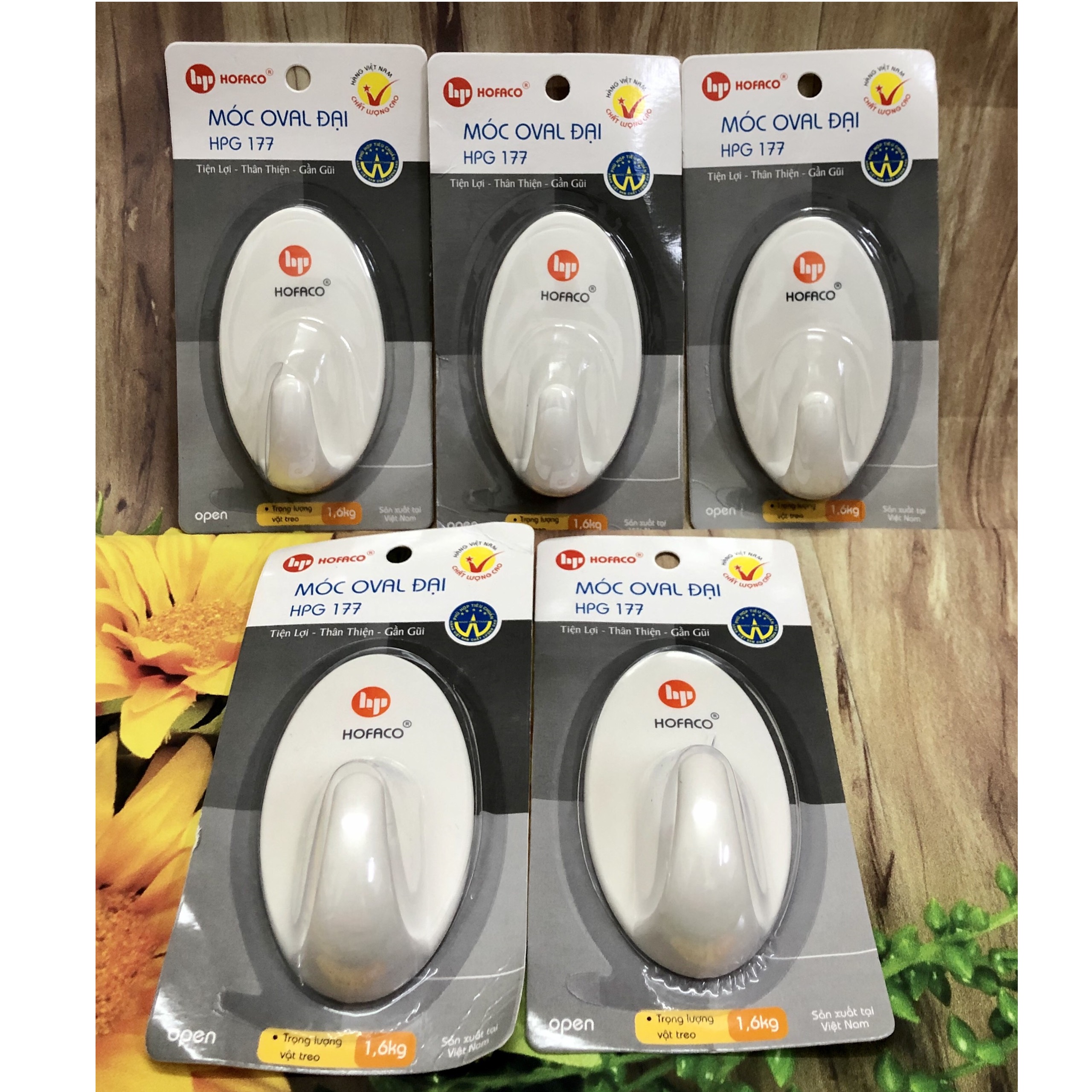 Móc treo tường oval hpg177 dán dính tường siêu tiện lợi hofaco