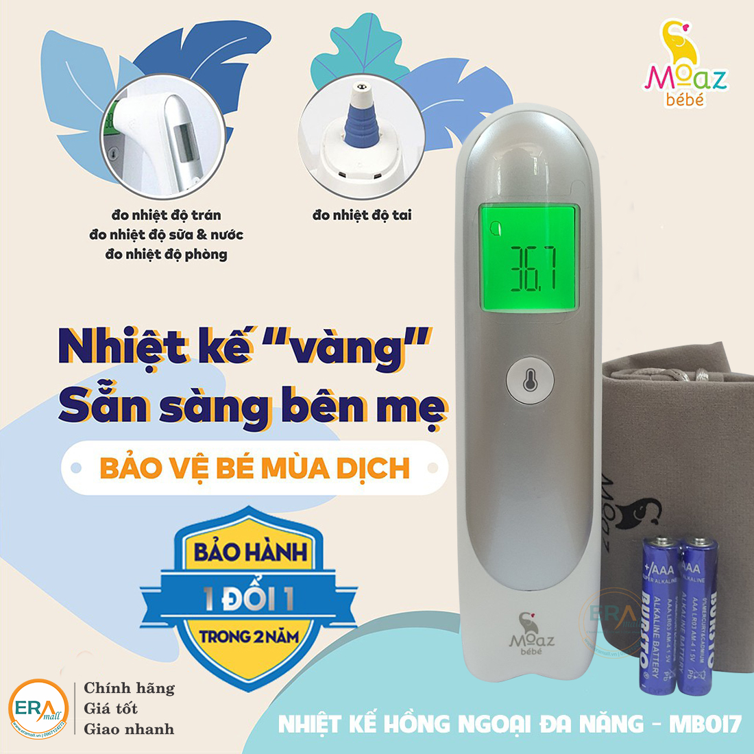 [HCM]Nhiệt kế điện tử đo tai trán Moaz BeBe MB-017
