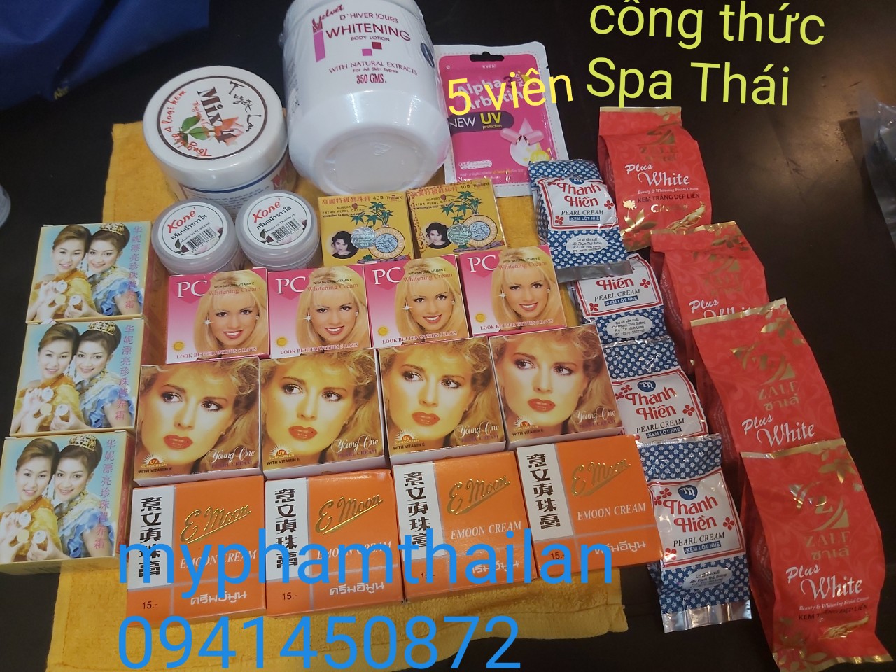 Combo chuẩn Spa Thái thanh hiền loại 1 zale đỏ thái kem Emoon thái  Cô gái tóc xù kem PC kem cô gái nhật Kem sâm vàng ngọc trai Thái kem mix 4 , kem Koné thái , alpha plus thái