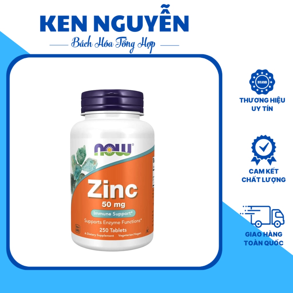 Zinc Kẽm Giúp Tăng Test Tăng Sinh Lý Tăng Miễn Dịch Bảo Vệ Cơ Thể Giảm Mụn Now Zinc Gluconate 50MG