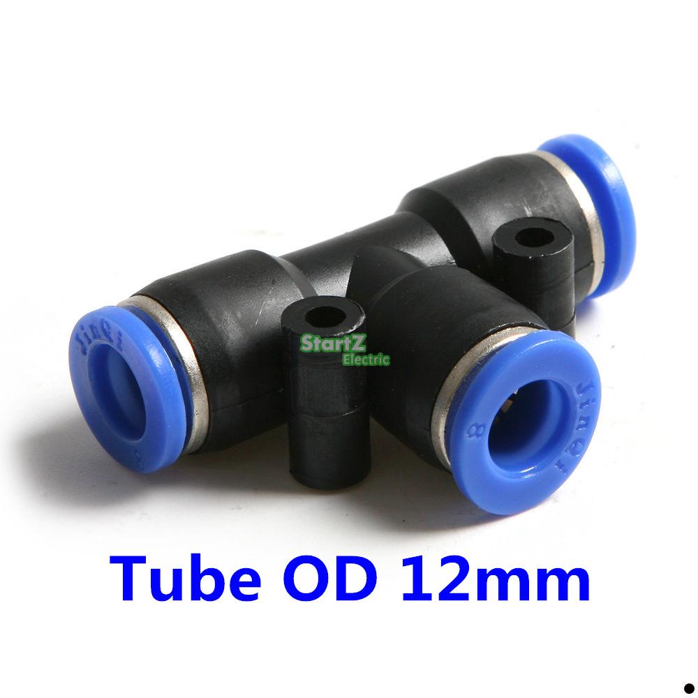 10pcs khí nén TEE Union Ống OD 12M đẩy vào để kết nối phù hợp phát hành nhanh chóng