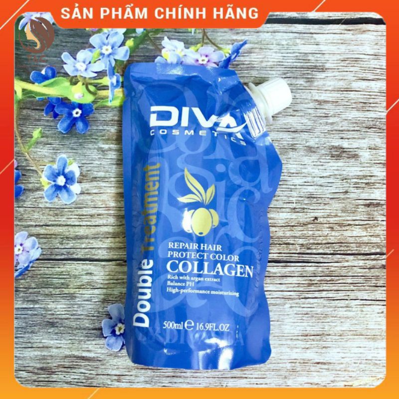 Kem ủ tóc hấp phục hồi collagen Diva 500ml. Dưỡng tóc siêu mềm mượt, hàng chính hãng 100%