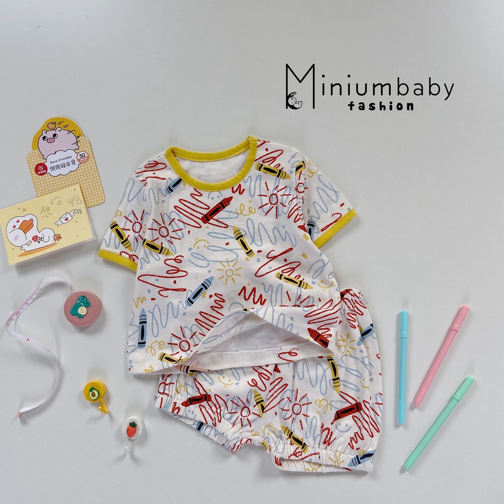 Bộ quần áo cộc tay xuân hè thiết kế xinh xắn cho bé trai MINIUM BABY chất liệu cotton - SB1054