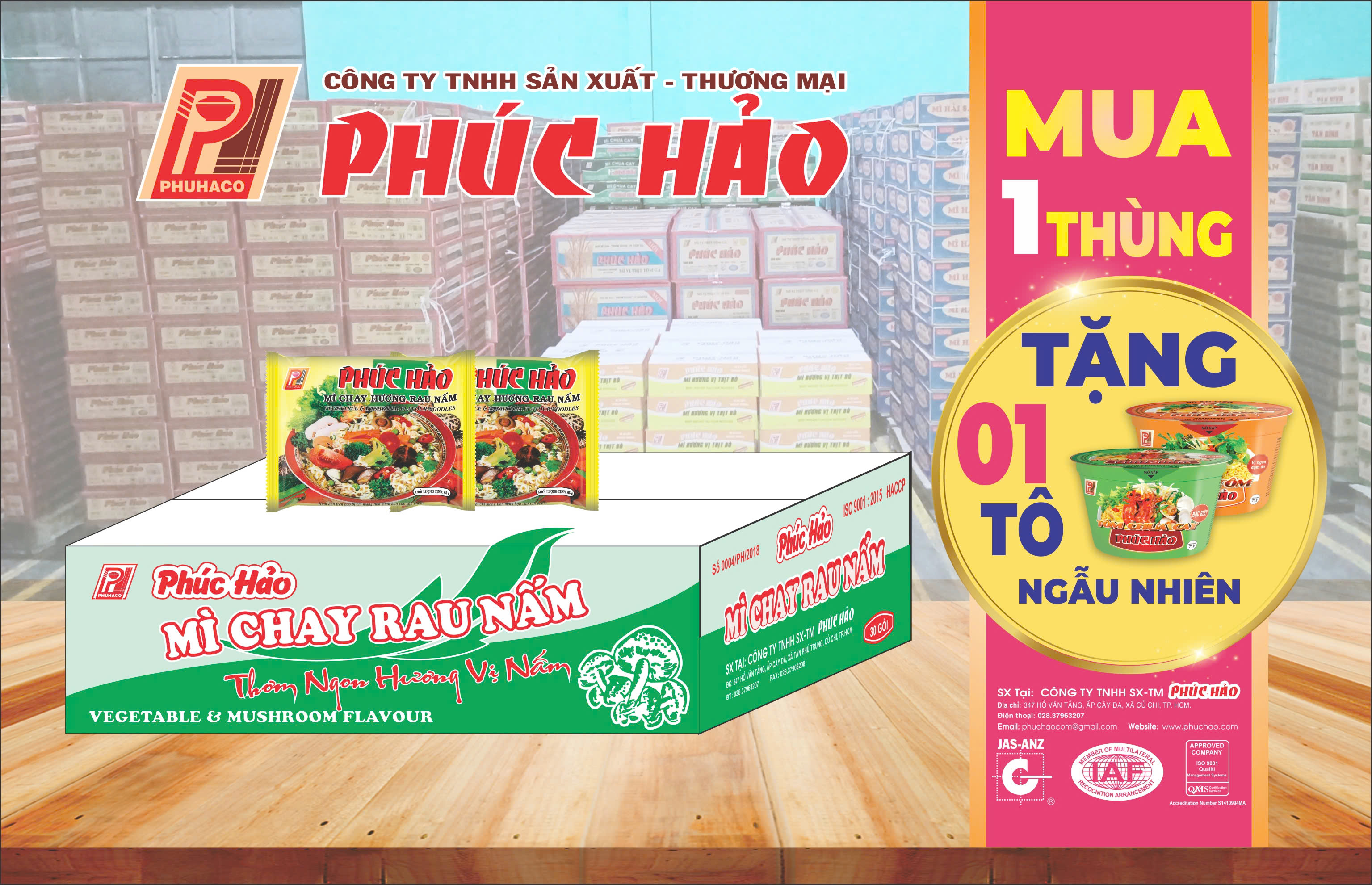 Mì vị rau nấm - 30 gói - 65 gr