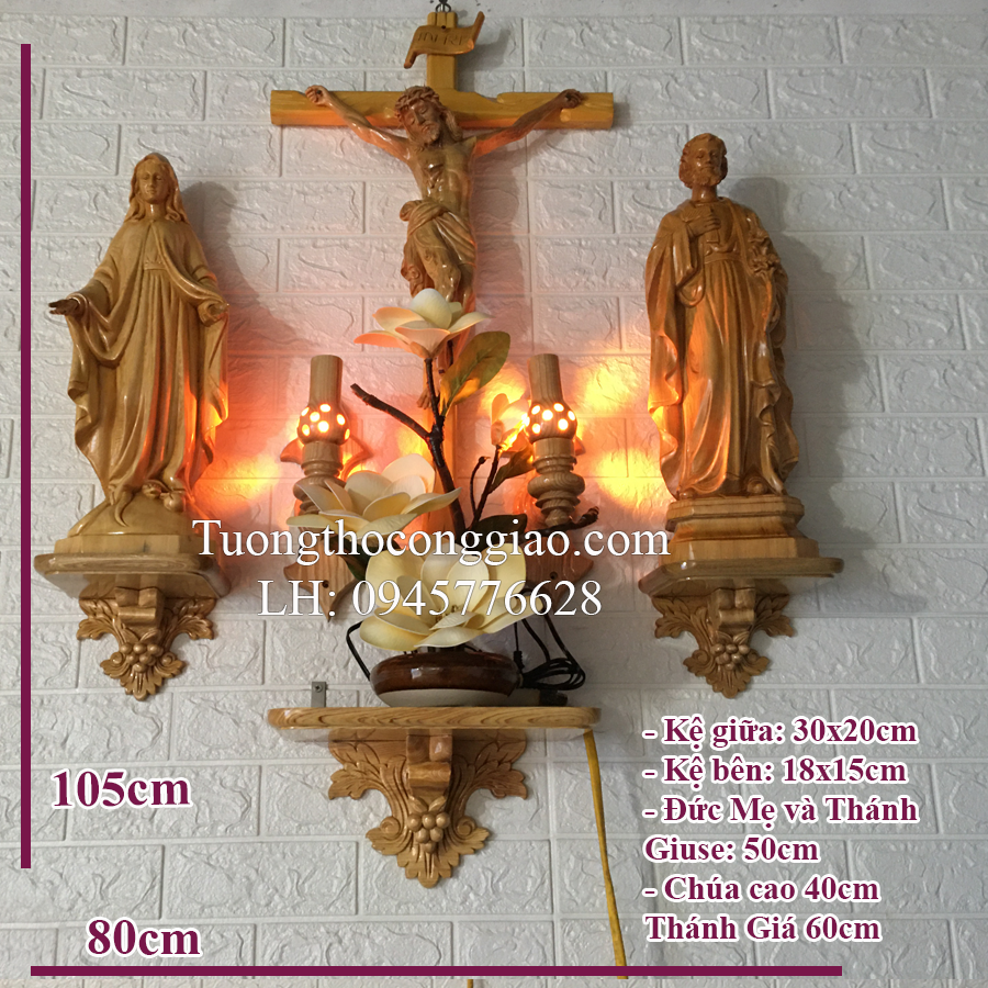 Bàn thờ Công Giáo kệ nho nhỏ + Tượng gỗ (trọn bộ) | Lazada.vn