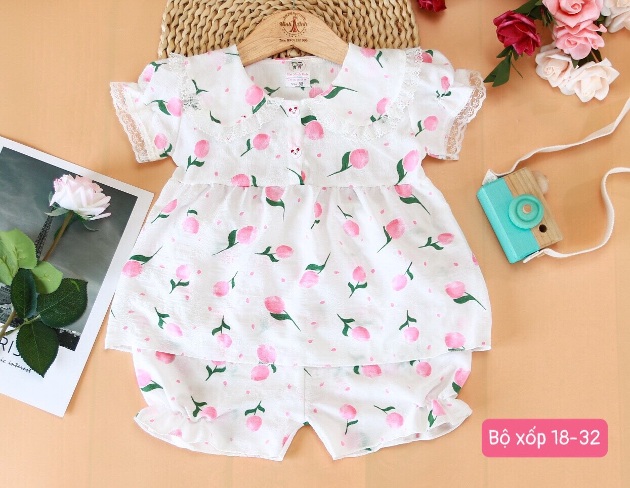 [HCM]Combo 2 đồ bộ bé gái hoa mùa hè | bộ bé gái vải tơ xốp mềm mại | dành cho bé gái từ 12-20kg (nhiều màu)