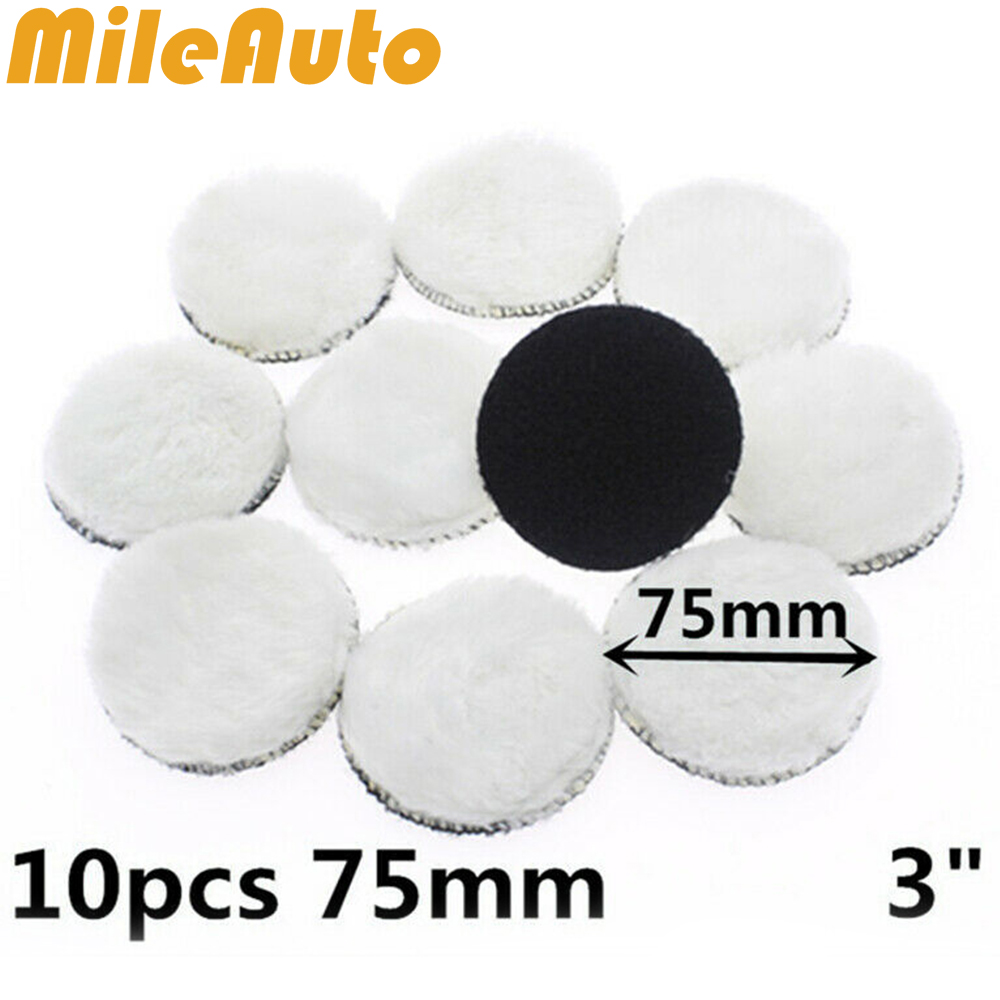 Miếng đệm đánh bóng lông cừu 3inch 75mm miếng đánh bóng lông cừu nhân tạo 3inch đánh bóng trên xe hơi 10 miếng