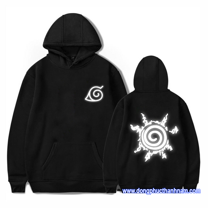 áo gia tộc Uzumaki Naruto phản quang, áo hoodie Naruto Uzumaki