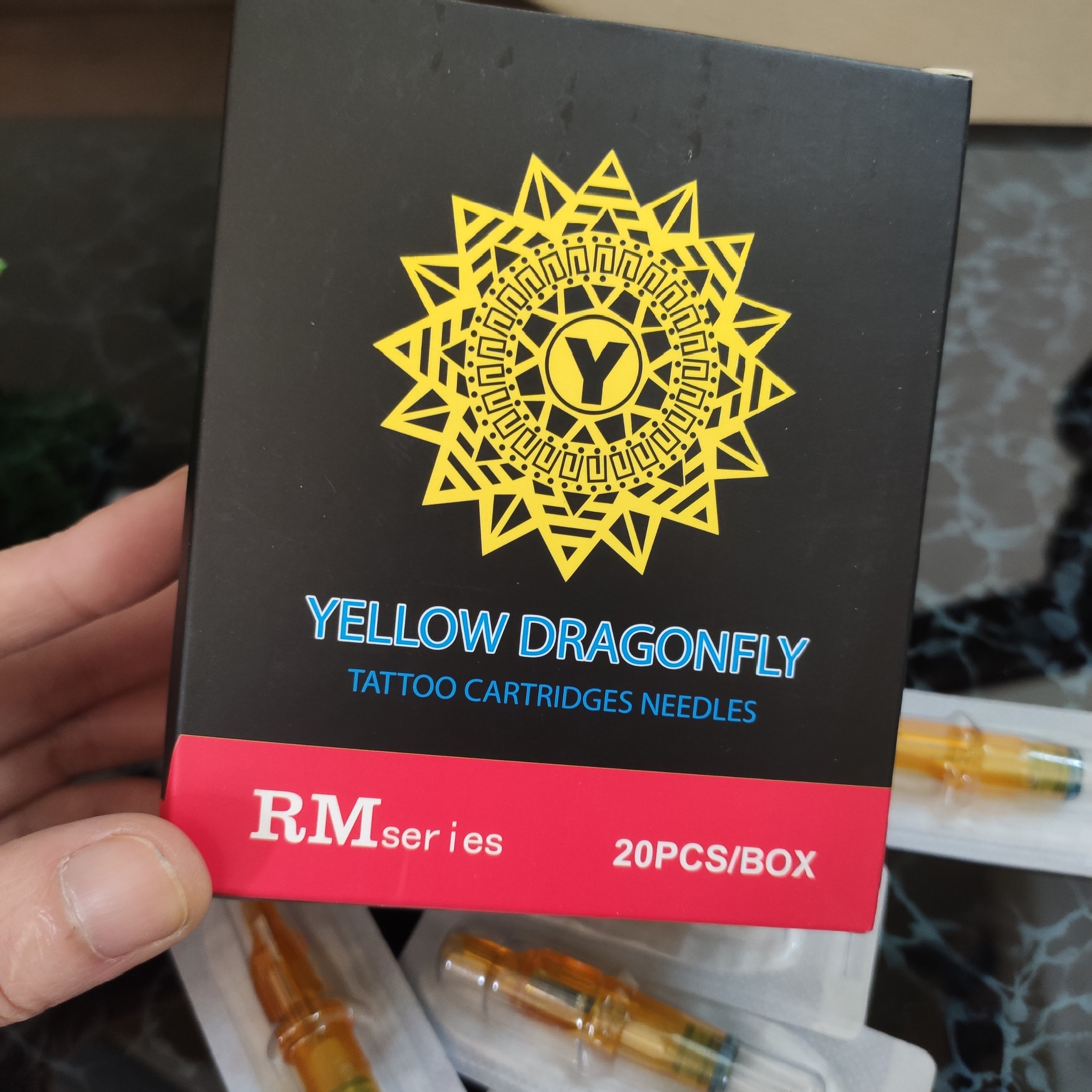 Kim xăm Pen RM tô màu , hộp 20 kim Yellow Dragon giá rẻ , 9 size kim lựa chọn
