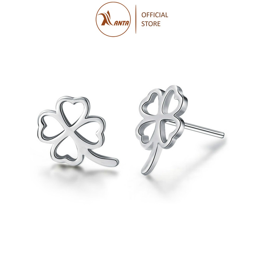 Hoa tai bạc hình 4 lá cỏ may mắn đơn gian xinh xắn anta jewelry - atj7075